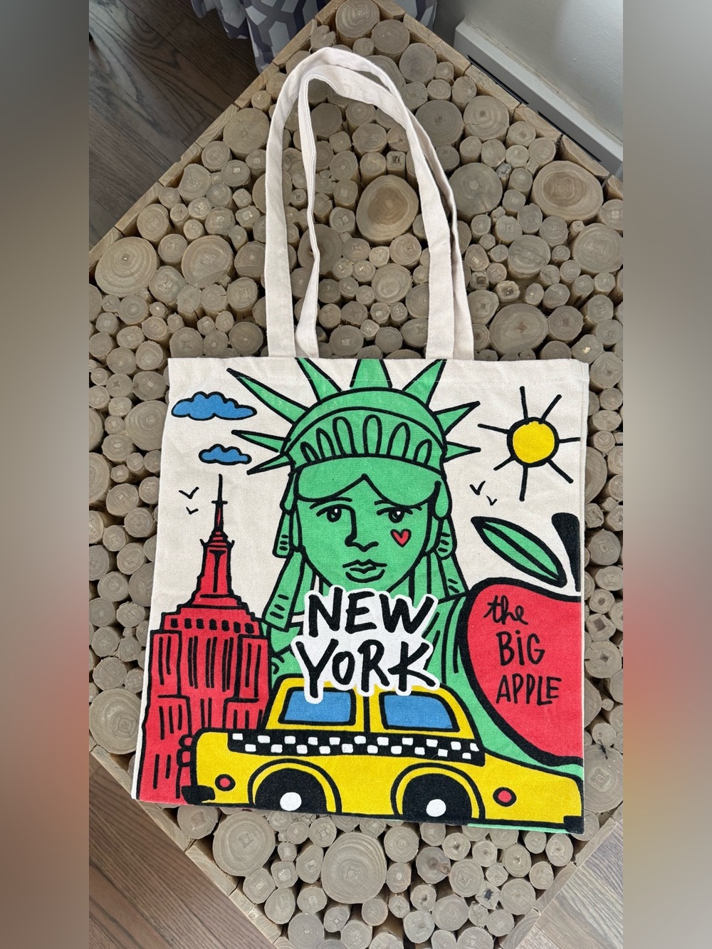 Bella Canvas Colorful New York Graphic Tote Bag in Green, Red, Yellow, Blue